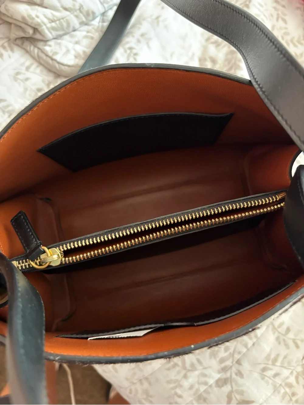 Oscar de la Renta pony hair Brown and White Zebra-Print Top-Handle Satchel